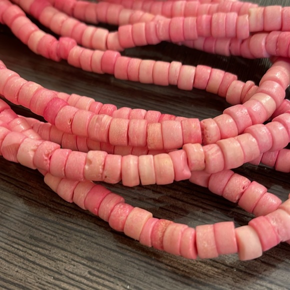 VTG Gerda Lynggaard Monies 5-Strand Dyed Pink Horn Bone Beads Runway Necklace - Picture 17 of 17